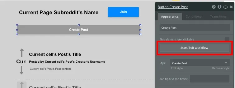 Bubble No Code Reddit Clone Button Create Post