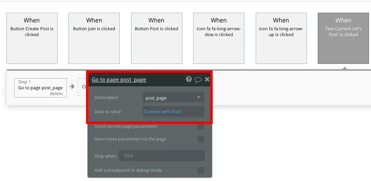 Bubble No Code Reddit Clone Go To Post Page Workflow