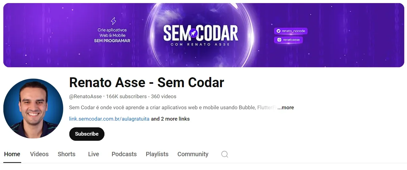 Canal Renato Asse no YouTube.