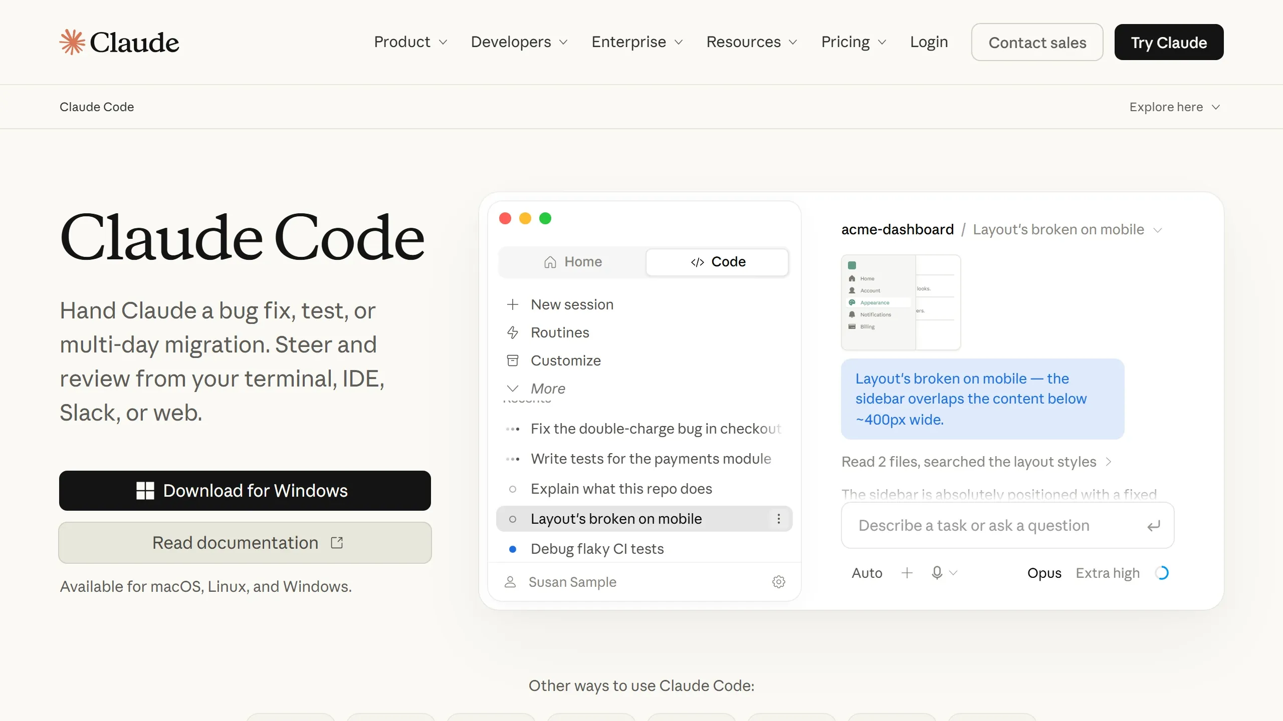 Print da home do Claude Code, produto de terminal agentic da Anthropic