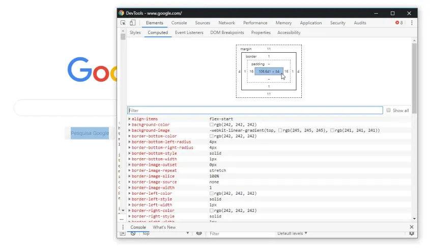 DevTools Computed