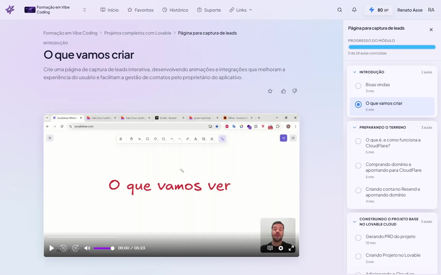 Primeira aula do módulo Página de Captura de Leads no Lovable no ibe.IA