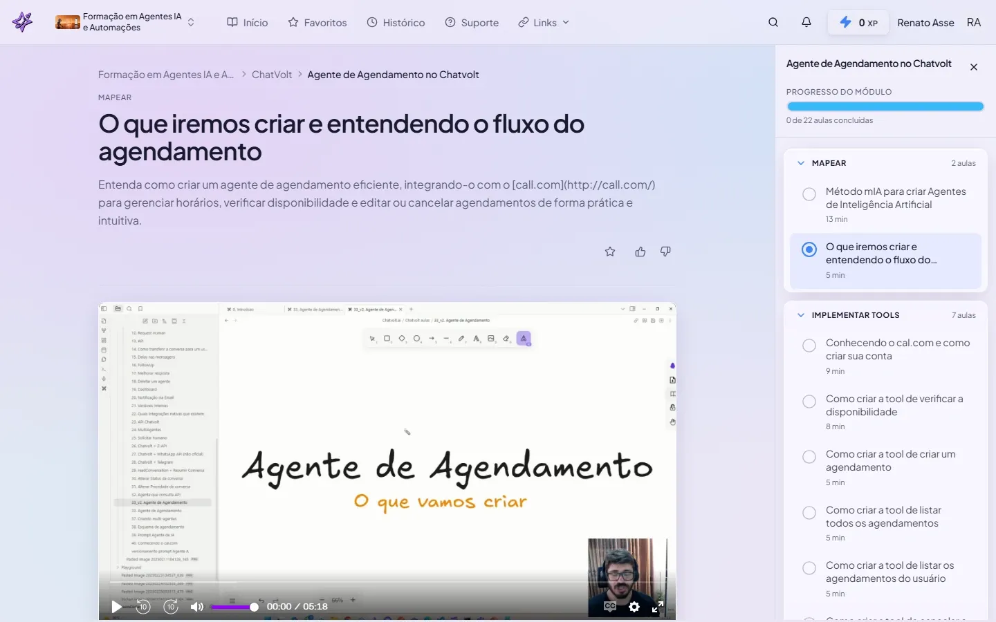 Print da primeira aula do módulo no curso ibe.IA