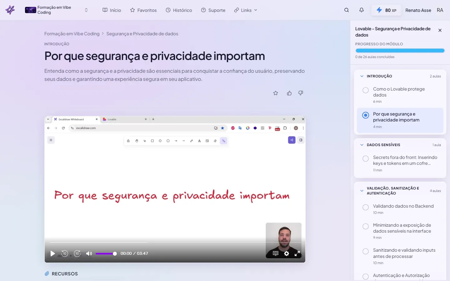 Primeira aula de Segurança e Privacidade no Lovable