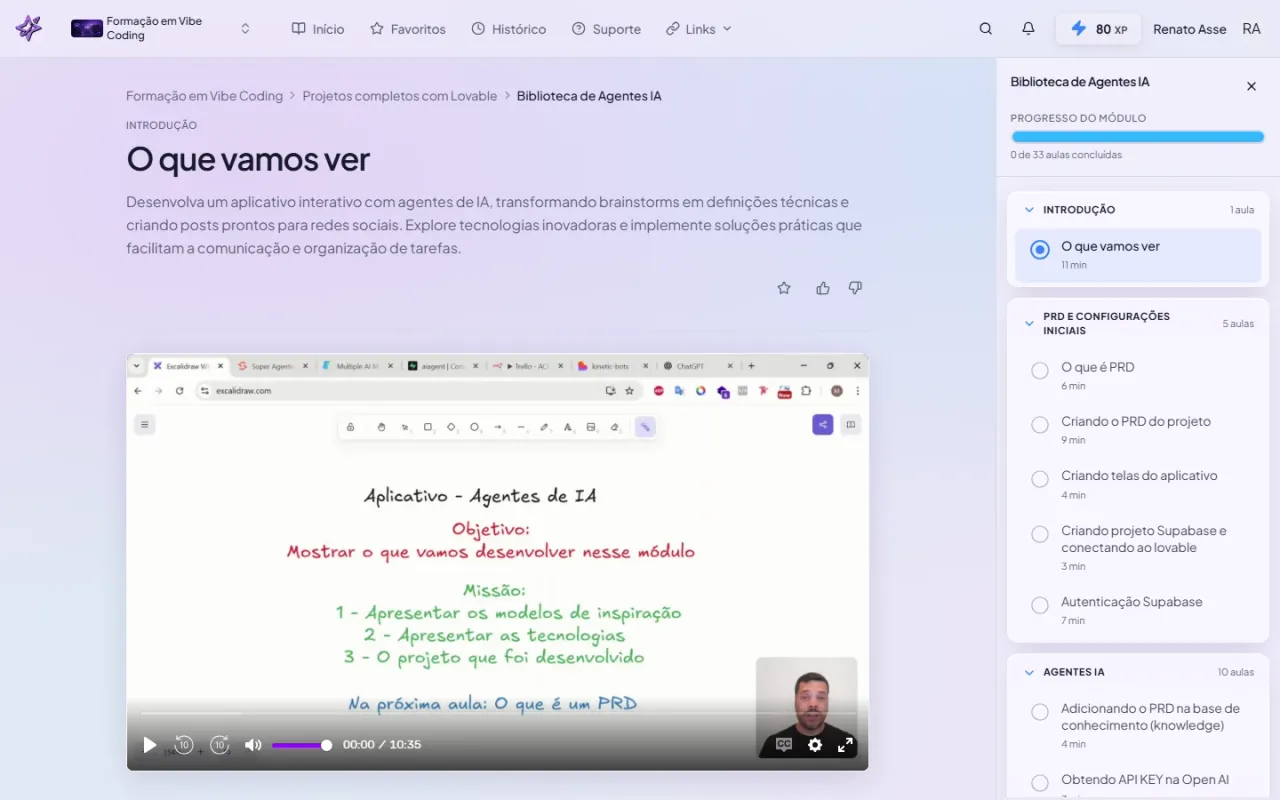 Biblioteca de Agentes IA no Lovable: o módulo da Formação em Vibe Coding do ibe.IA com projeto completo passo a passo