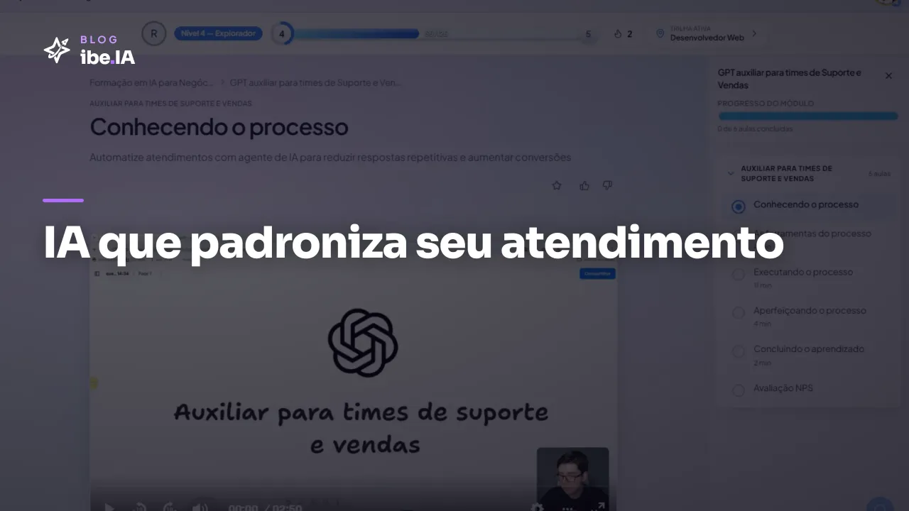GPT Auxiliar para Suporte e Vendas: o módulo da Formação em IA para Negócios do ibe.IA que padroniza atendimento