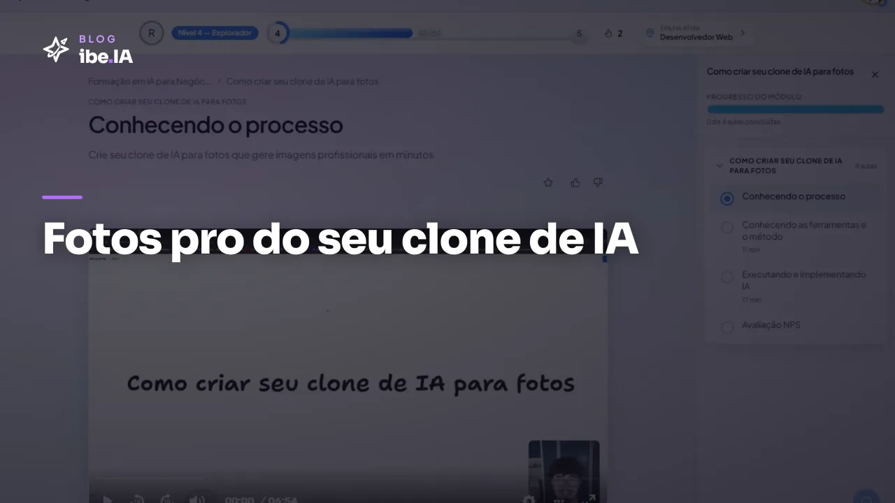 Clone IA para Fotos: o módulo da Formação em IA para Negócios do ibe.IA que gera avatar fotográfico em minutos