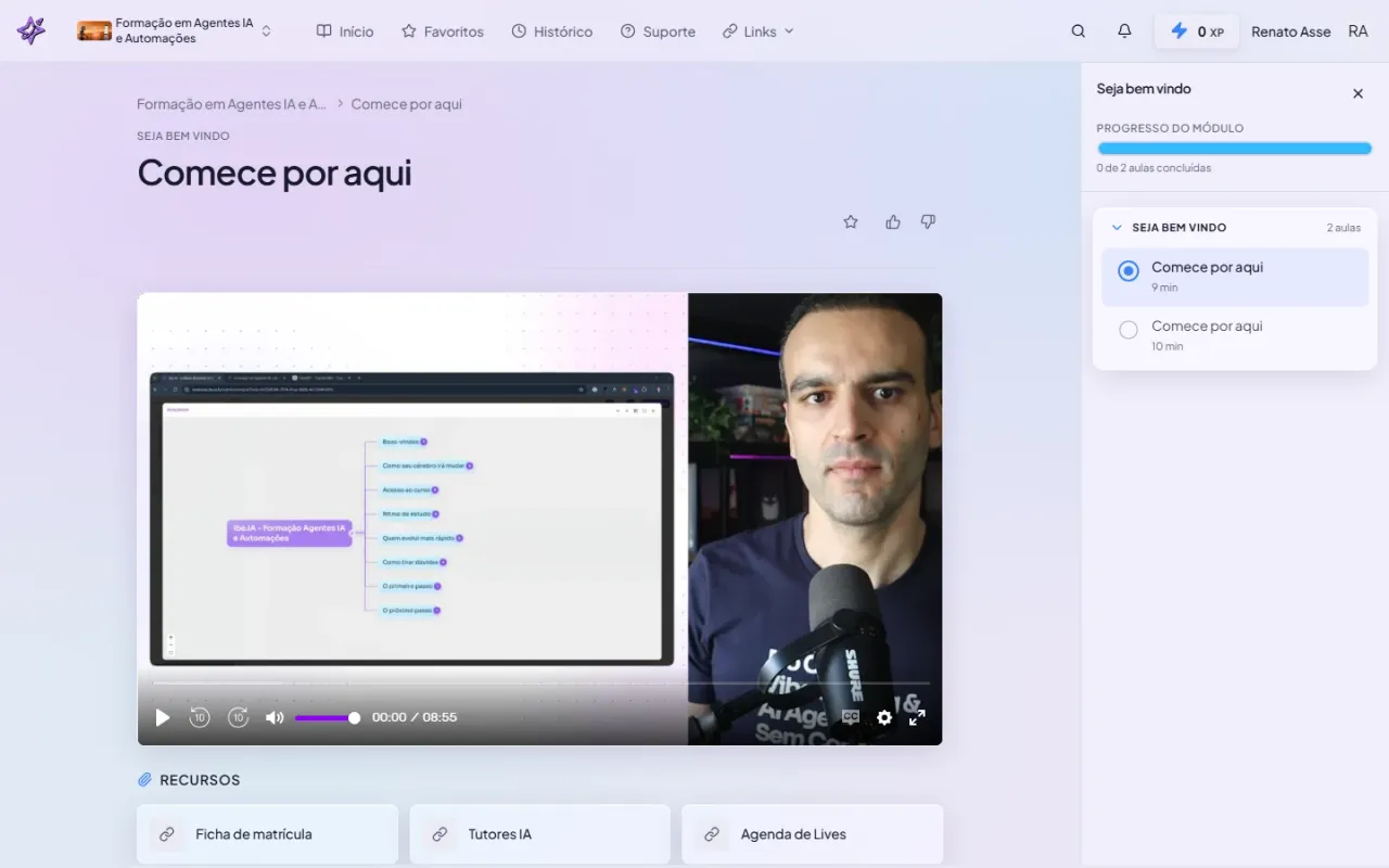 Comece por aqui Formação Agentes IA: o módulo de boas-vindas do ibe.IA que mapeia toda a trilha