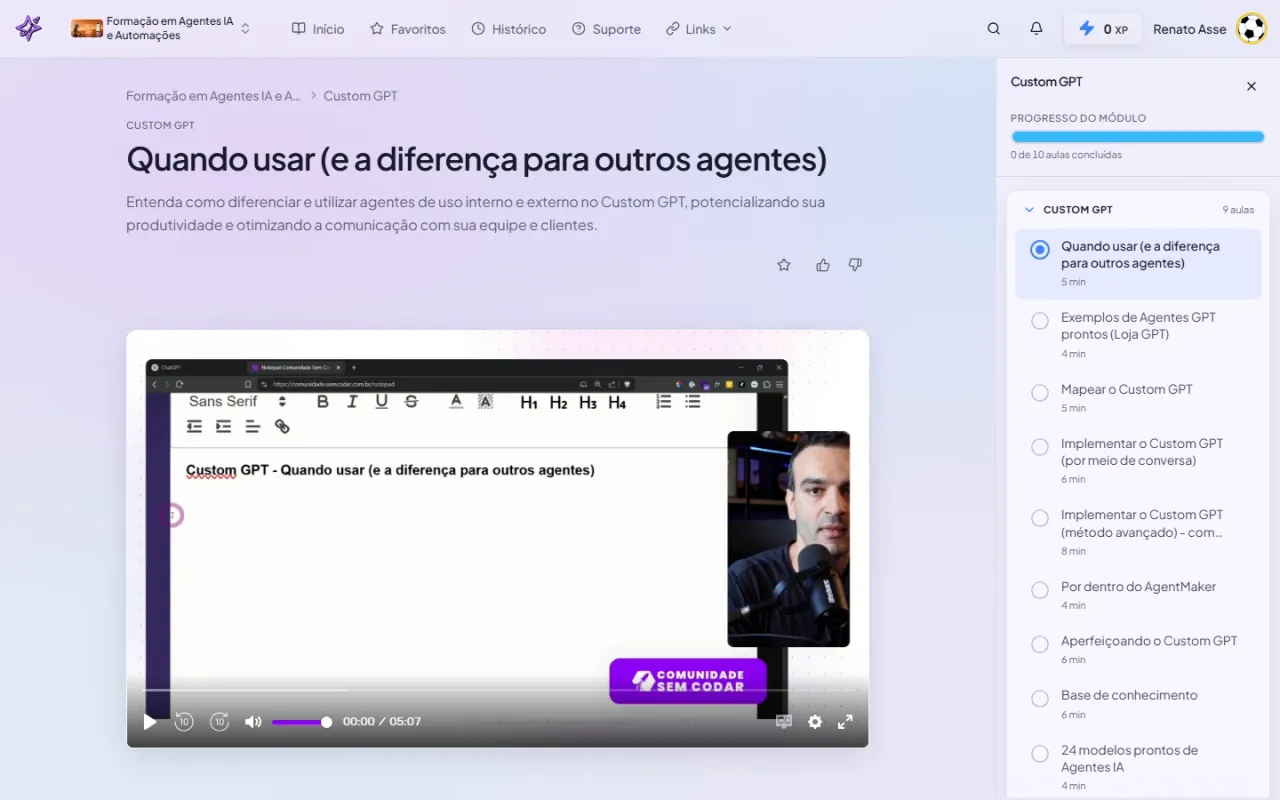 Custom GPT: o módulo da Formação em Agentes IA do ibe.IA que ensina agentes especializados