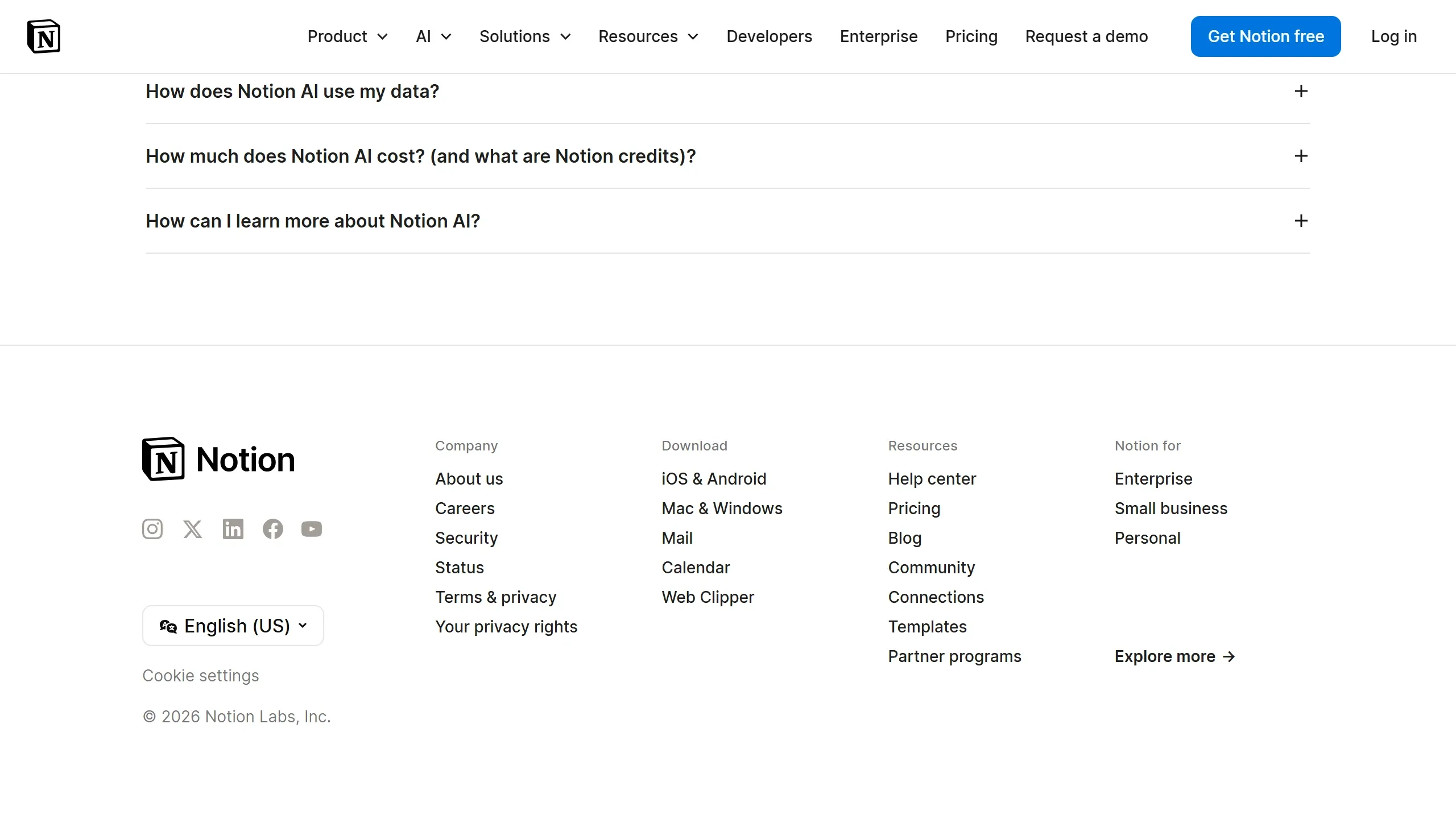 Print da home do Notion AI mostrando interface e funcionalidades
