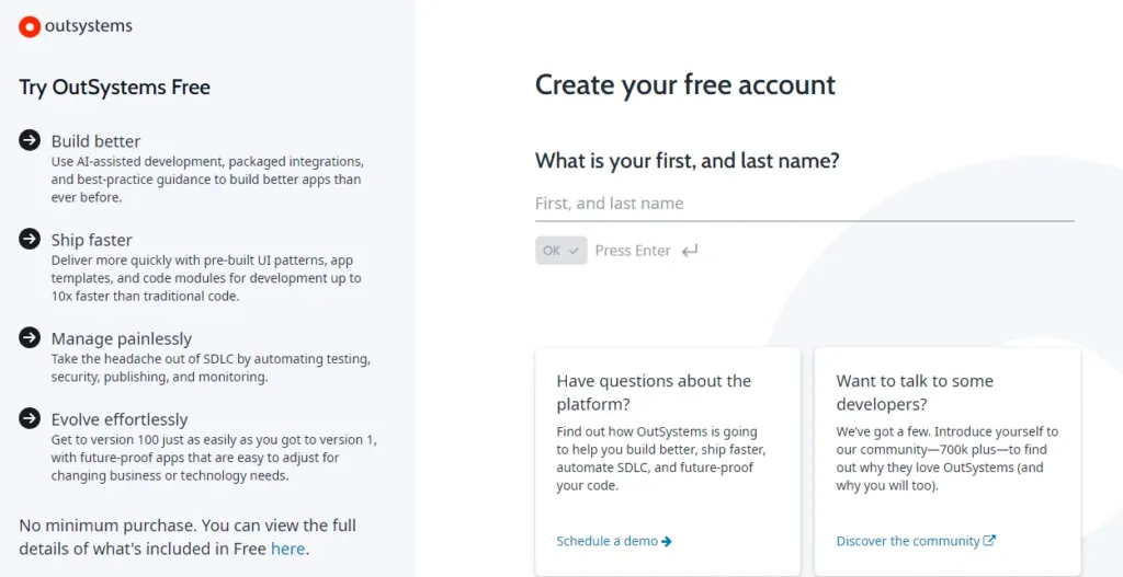 OutSystems possui plano gratuito?