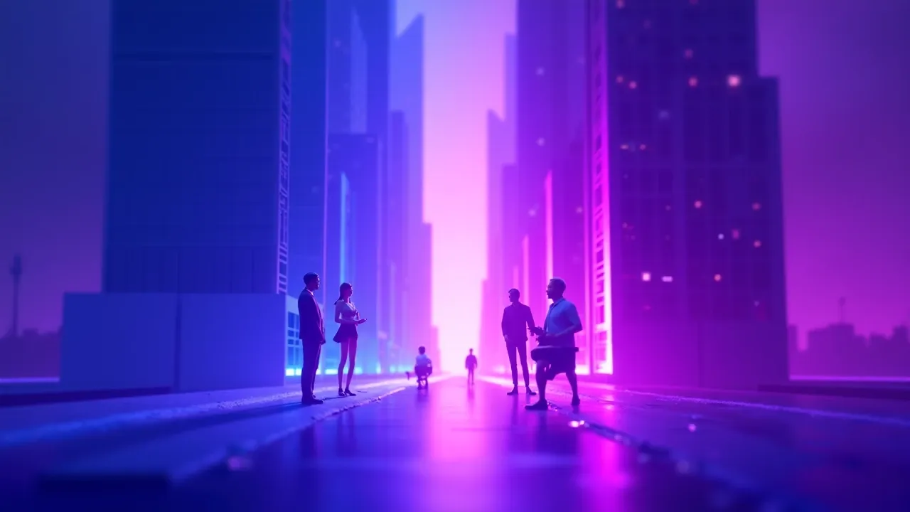 Dois caminhos distintos 3D mostrando qual tipo de empresa vai para Salesforce Einstein e qual vai para HubSpot Breeze