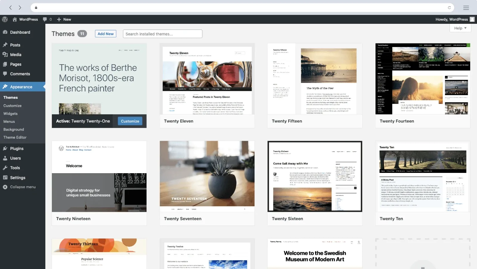 Painel de Controle do WordPress