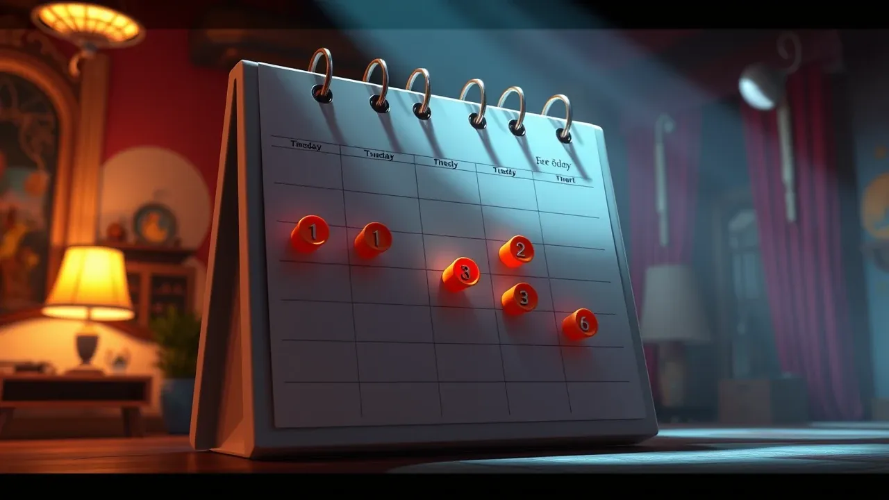 Calendário com marcos destacados mostrando progresso de semanas, estilo ilustrativo 3D