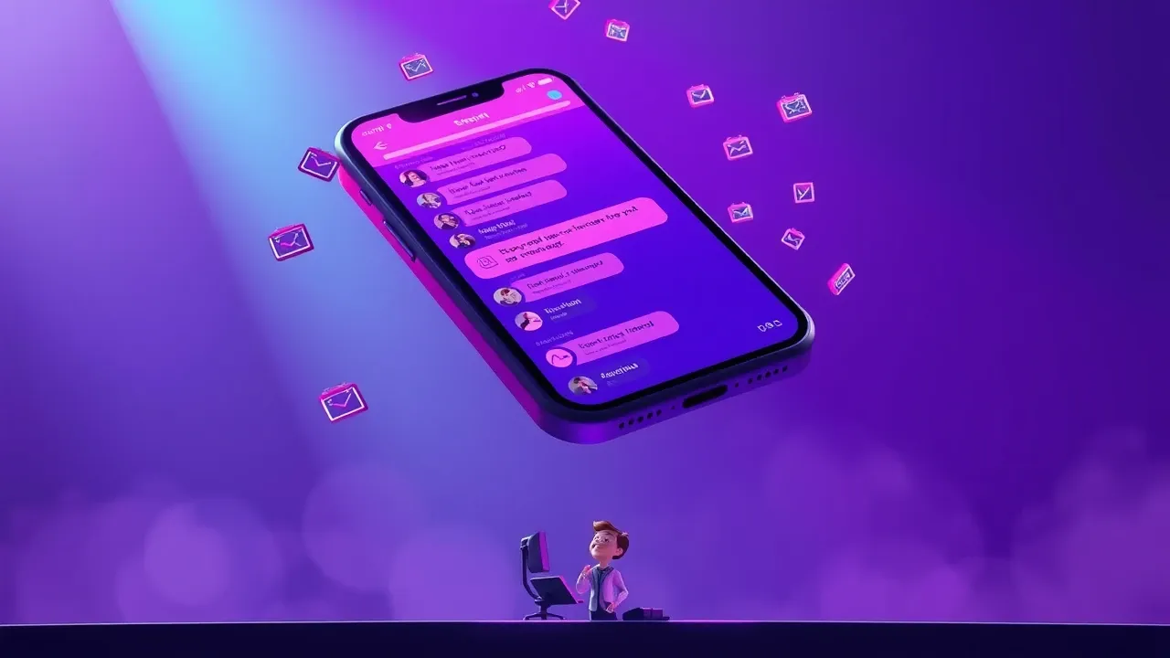 Agente de WhatsApp no n8n recebendo mensagens de agendamento de clínica médica, interface de fluxo com violeta dramático Pixar 3D