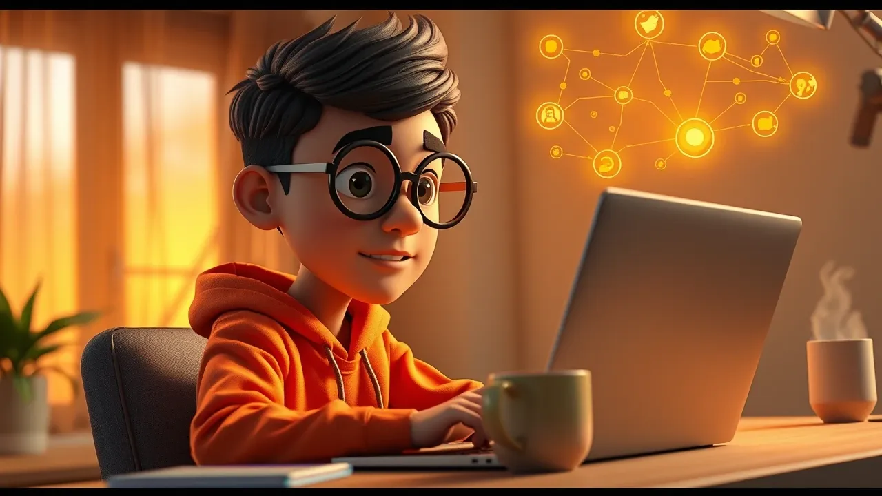 Vitor montando agente IA no computador