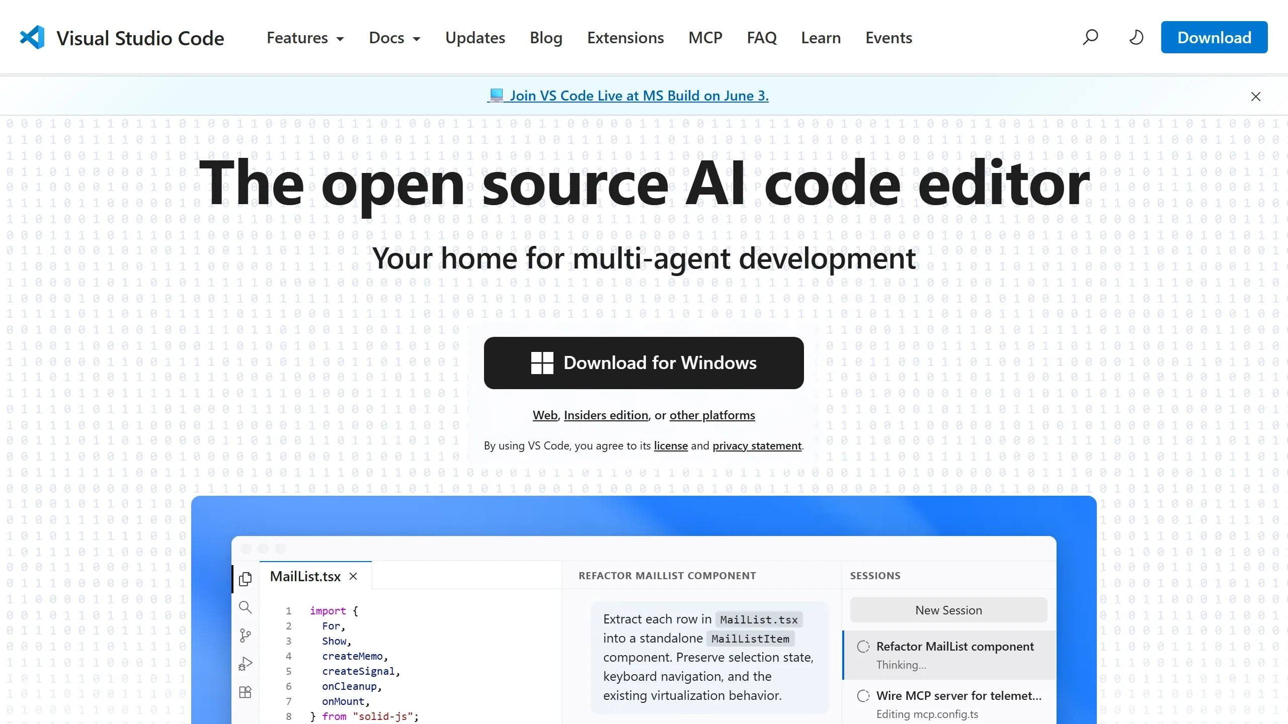 Print da home do VS Code mostrando Copilot integrado ao editor