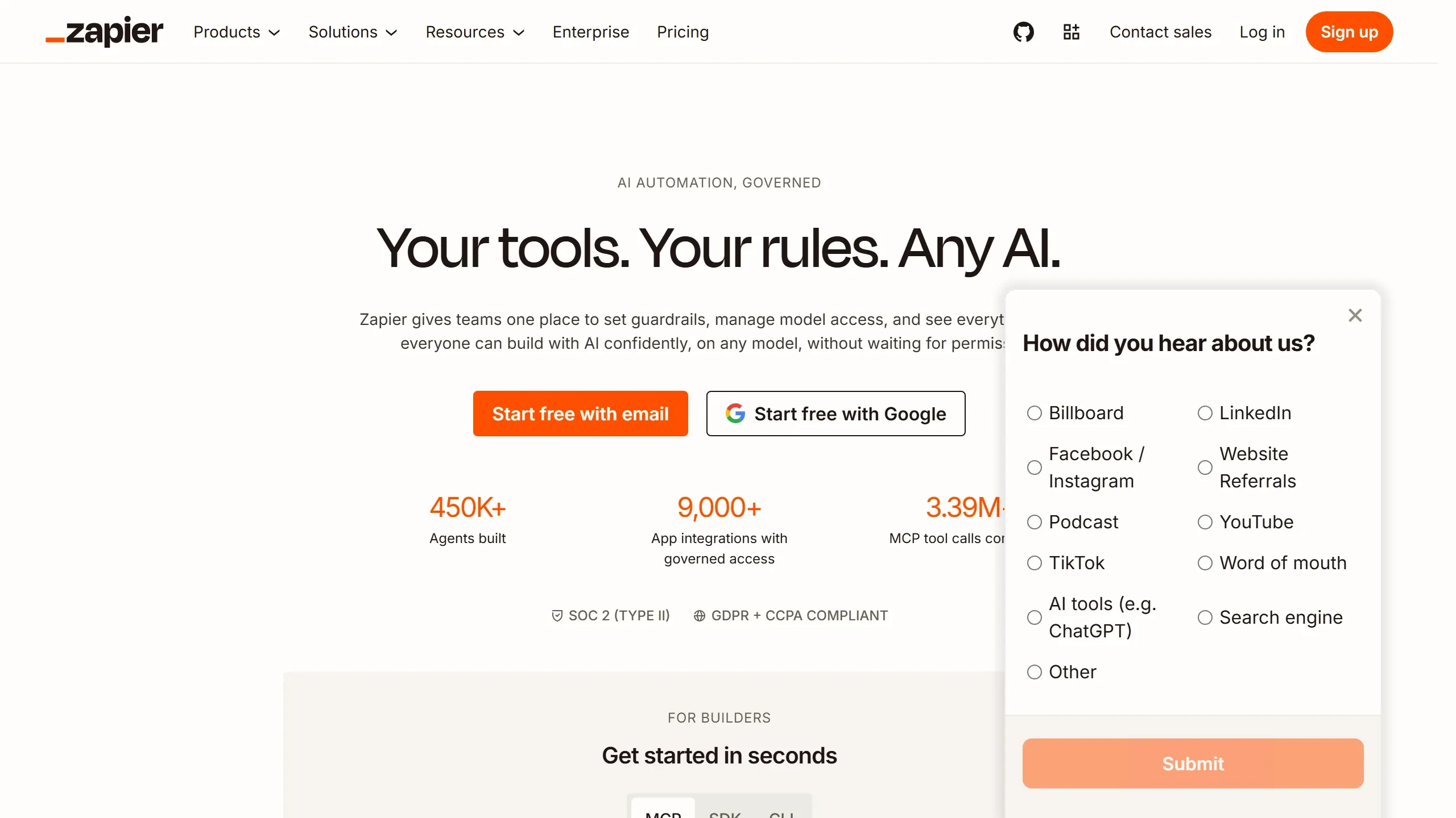 Print da home do Zapier mostrando a interface de automação e os Zaps disponíveis
